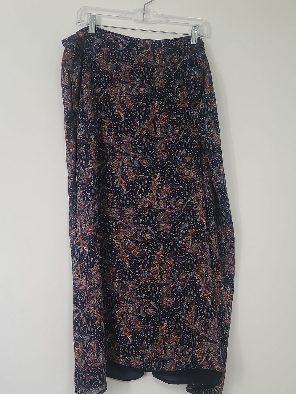 Womens Navy Paisley Maxi Skirt With Pockets
